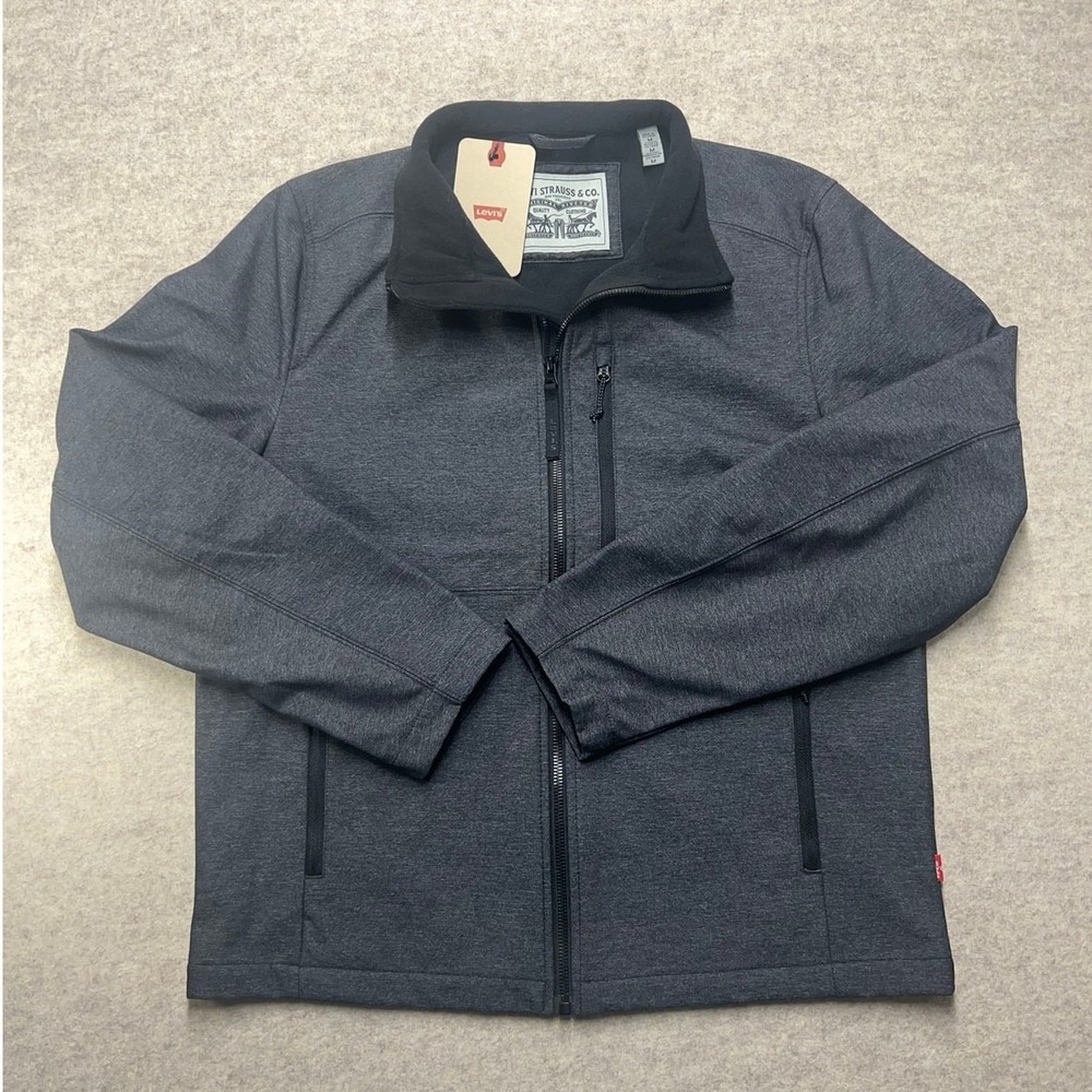 Levi Soft Shell‎ Jacket Mens Medium Gray NEW Fleece Lined Full Zip LM1RP443